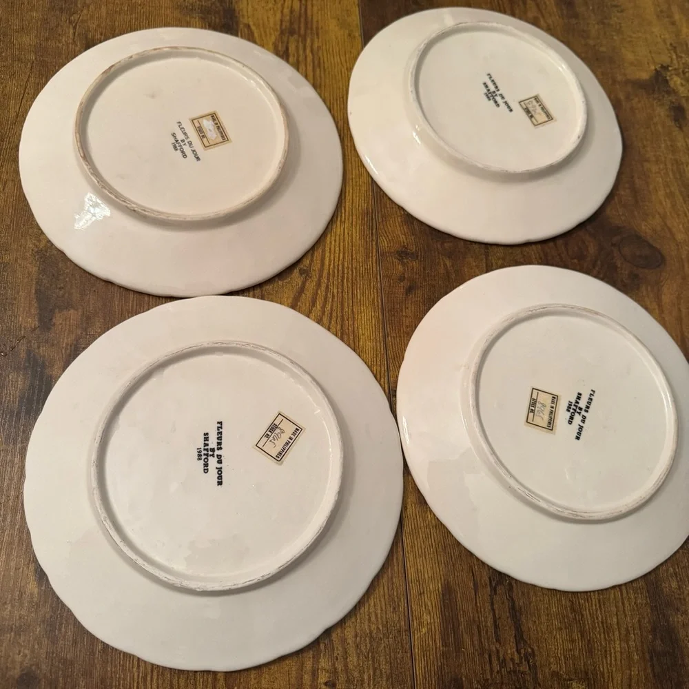 Shafford Raised‎ Relief Floral Plates Set of 4 Ceramic Mixed Flowers